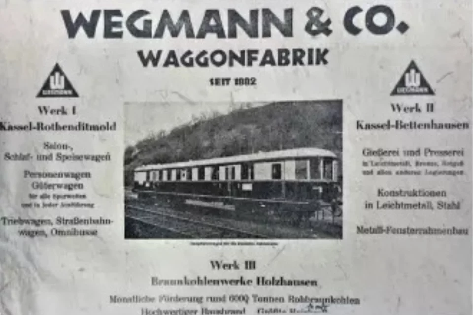 Wegmann & Co. Waggonfabrik company sign